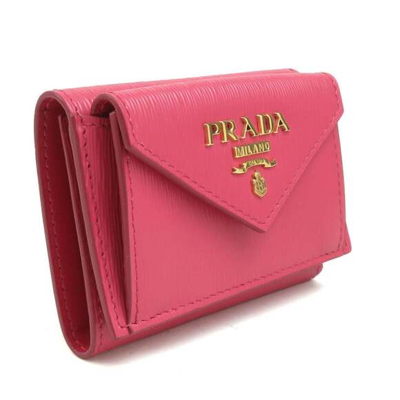 Prada PRADA Tri-fold Leather Wallet, Pink, Women's, 1MH021, 56495g - Picture 2 of 5